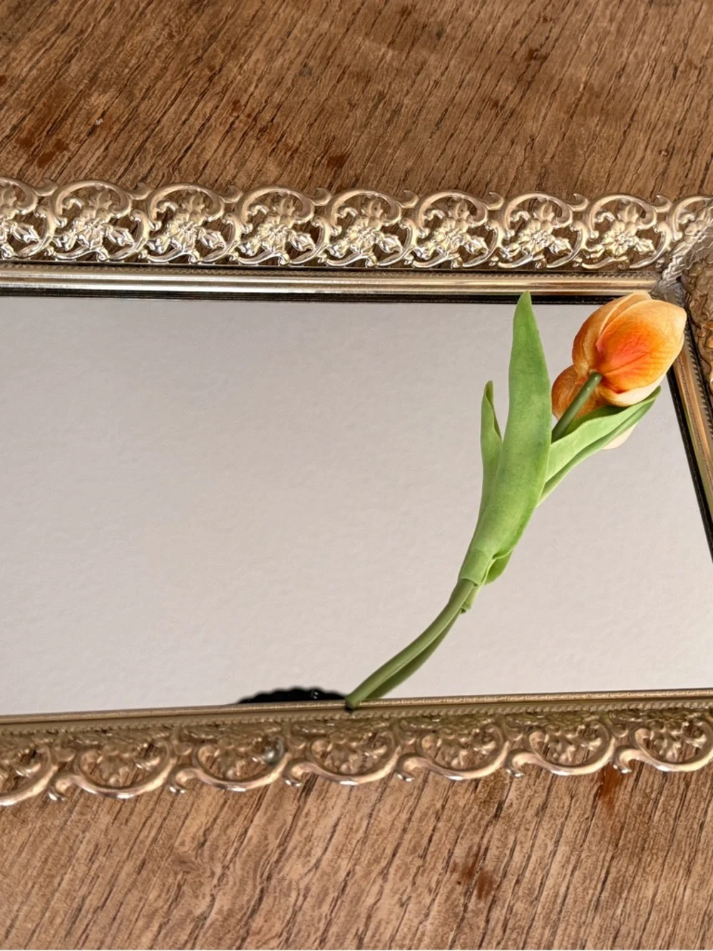 Ornate brass Decorative Vanity Tray Mirror
